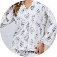 02 pijama longo microfibra termico flanelado botao off estampa boneco de neve
