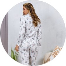 03 pijama longo microfibra termico flanelado botao off estampa boneco de neve