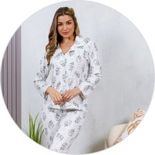 04 pijama longo microfibra termico flanelado botao off estampa boneco de neve
