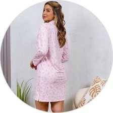 02 camisao microfibra termico flanelado com aberturas de botao rosa