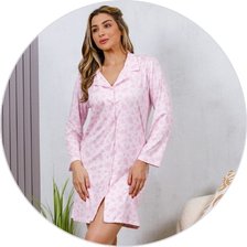 03 camisao microfibra termico flanelado com aberturas de botao rosa