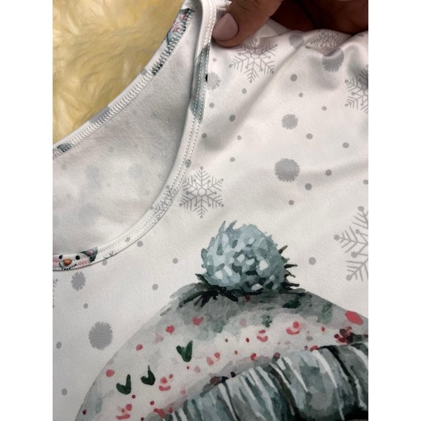 03 pijama longo feminino microfibra termico flanelado boneco de neve branco