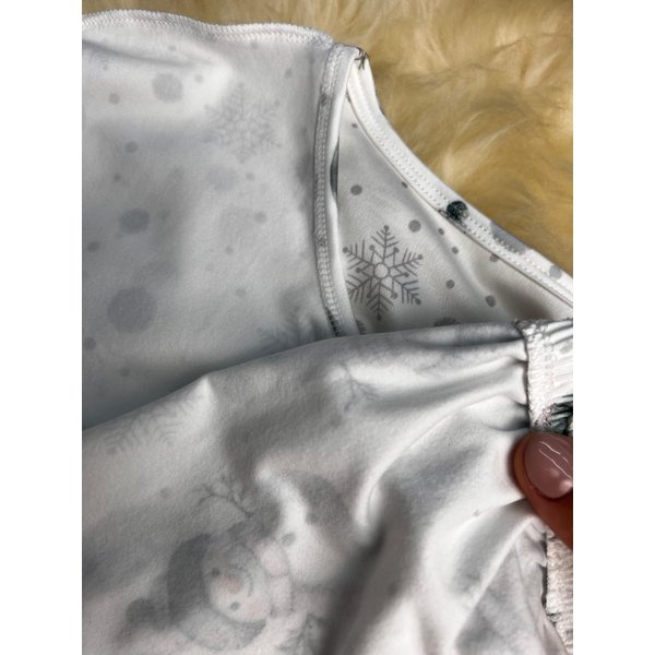 05 pijama longo feminino microfibra termico flanelado boneco de neve branco