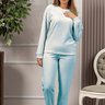 03 pijama longo feminino plush botone quentinho inverno verde flor