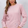 04 pijama longo plush feminino longo detalhe em bolso rosa claro sofisticado