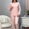Pijama Longo Plush Rosa Detalhe Bordado Em Flor Rosa