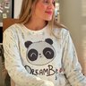 19 pijama longo plush boucle feminino longo estampado panda off