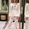 22 pijama longo plush boucle feminino longo estampado panda off