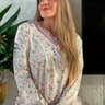 17 pijama longo sofisticado microfibra feminino renda inverno rosa floral