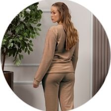 03 pijama longo plush feminino bordado urso marrom