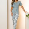 06 pijama longo microfibra feminino longo botao meia estacao verde flor