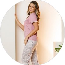 09 pijama curto feminino microfibra de manga com capri verde