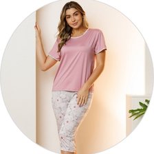 10 pijama curto feminino microfibra de manga com capri verde