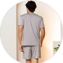 03 pijama masculino curto de microfibra cinza