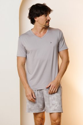 07 pijama masculino curto de microfibra cinza