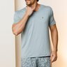 Pijama Masculino Curto De Microfibra Calção Estampado Verde