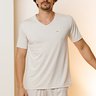 07 pijama curto masculino microfibra com short quadrados bege