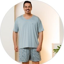 02 pijama curto masculino plus size microfibra verde