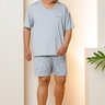 05 pijama curto masculino plus size microfibra calcao estampado azul claro