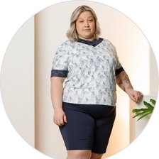 02 pijama curto feminino microfibra rendado de bermuda plus size azul noite