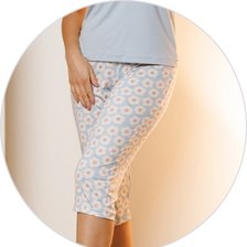 04 pijama curto feminino microfibra de manga com capri azul