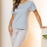 07 pijama curto feminino microfibra de manga com capri azul