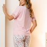05 pijama curto feminino microfibra botao em renda bermuda rosa flor