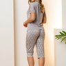 05 pijama curto microfibra capri detalhe botao e renda feminino cinza coracao