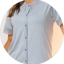 04 pijama curto microfibra capri detalhe botao e renda feminino azul ceu
