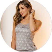 04 pijama curto feminino short doll microfibra de alcinha com regulagem e detalhe em renda cinza