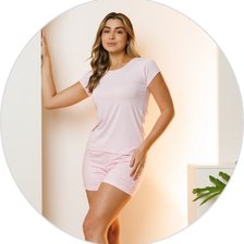 01 pijama curto baby look feminino microfibra de shorts rosa claro