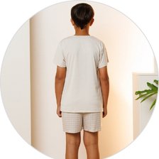 01 pijama curto microfibra infantil masculin bege