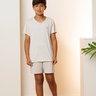 05 pijama curto microfibra infantil masculin bege