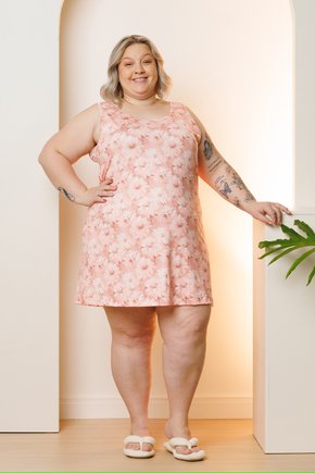 07 camisola curta plus size regata verao soltinha microfibra salmao flor