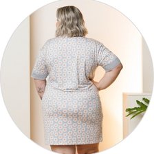 09 camisola curta feminina microfibra plus size de renda azul ceu