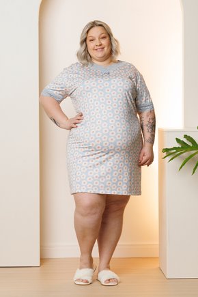 15 camisola curta feminina microfibra plus size de renda azul ceu