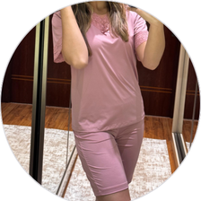 05 pijama microfibra curto feminino de renda com bermuda rosa liso