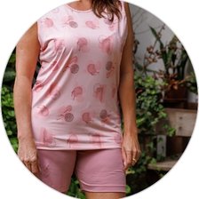 03 pijama curto feminino microfibra regatao com calcao rosa