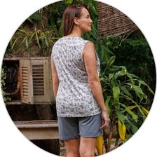 01 pijama curto feminino microfibra regatao com calcao estampado