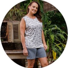 02 pijama curto feminino microfibra regatao com calcao estampado