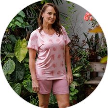 12 pijama curto feminino microfibra de manga com calcao estampado