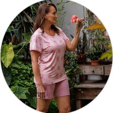 14 pijama curto feminino microfibra de manga com calcao estampado
