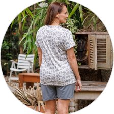 22 pijama curto feminino microfibra de manga com calcao estampado