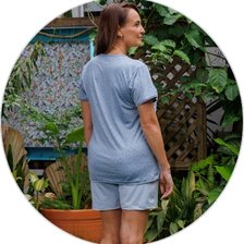 04 pijama curto feminino microfibra de manga poa com calcao azul