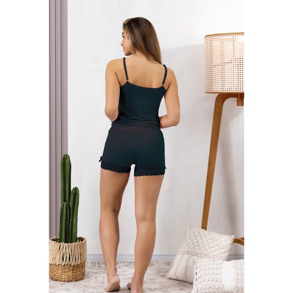 06 pijama curto microfibra feminino short doll alcinha reguladora preto