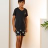 06 pijama curto microfibra infantil masculino preto dinossauro