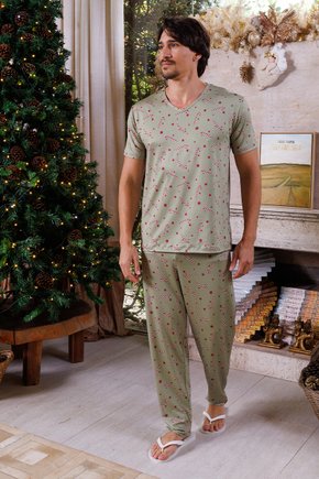 comprar pijama natal masculino microfibra manga calca online fofuxa frente
