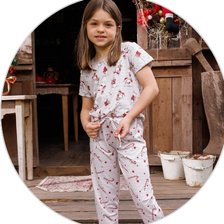 02 pijama long infantil feminino verao microfibra estampa de natal