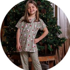 01 pijama long infantil feminino verao microfibra estampa de natal verde