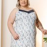 09 camisola curta plus size alcinha verao soltinha microfibra azul estampada